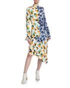 Devla Floral-print Draped Asymmetrical Dress