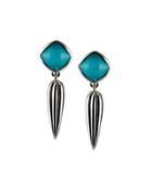 Turquoise Doublet Earrings W/ Fluted Drop