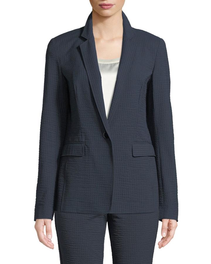 Lyndon Rendezvous Seersucker Stripe Zip-pocket Blazer
