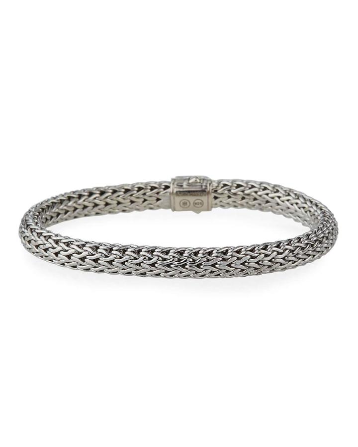 Classic Chain Silver Lava Bracelet W/ Garnet Clasp,