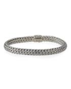 Classic Chain Silver Lava Bracelet W/ Garnet Clasp,