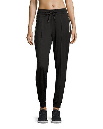 Zipper-pocket Jogger Pants, Black
