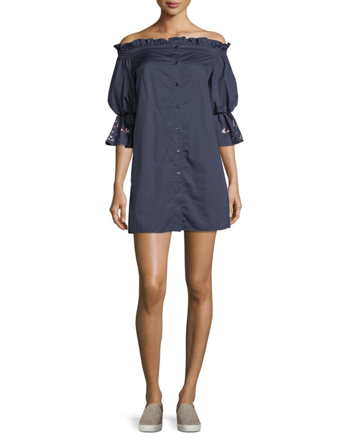 Dakota Off-the-shoulder Button-front