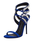 High Dressy Suede Sandal With Embellishment