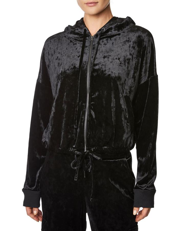 Crushed Velvet Cropped Hoodie