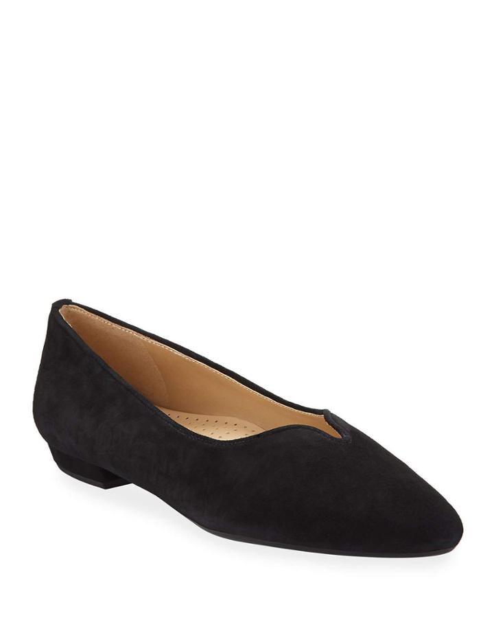 Glady V-cut Suede Ballerina Flats