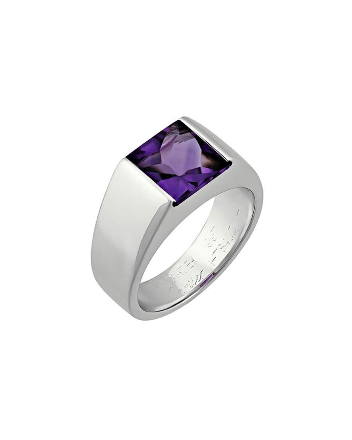Estate Tank De Cartier 18k Amethyst Ring,