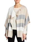 Colorblock Poncho Sweater W/ Toggle Closure