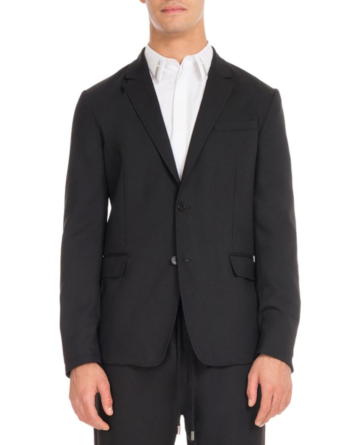 Wool Suit Jacket With Star Taping, Black