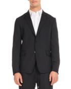 Wool Suit Jacket With Star Taping, Black