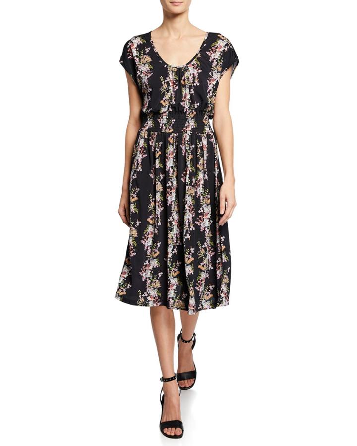 Floral Smocked Jersey Fit-and-flare Dress