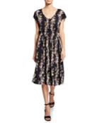 Floral Smocked Jersey Fit-and-flare Dress