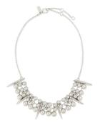 Pearly Pav&eacute; Crystal Bar Collar Necklace