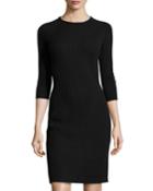 Todd And Duncan Cashmere Ribbed Crewneck Sweater Dress, Black, Women's,