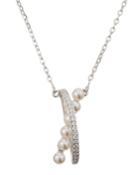 Pearly And Cubic Zirconia X-pendant Necklace