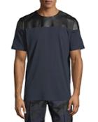 Men's Leather Stripe Cotton T-shirt