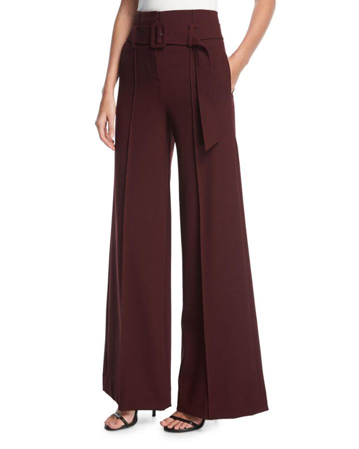 High-waist Belted Wide-leg Pants