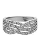 18k White Gold Diamond 4-row Ring,