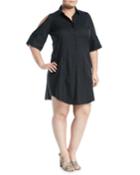 Cold-shoulder Poplin Shirtdress,