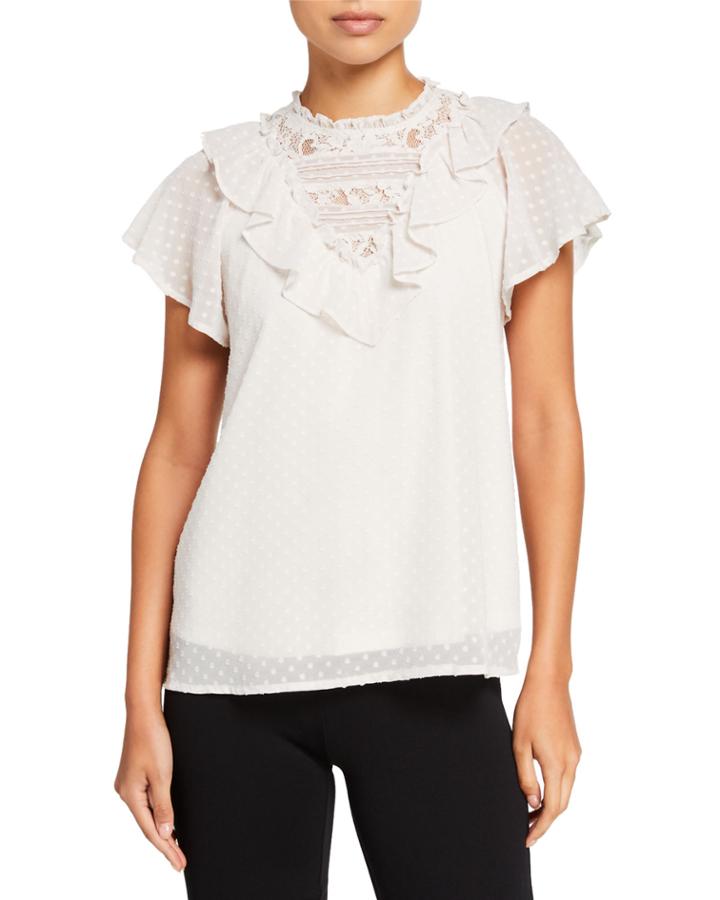 Swiss Dot Ruffle Top