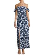 Off-the-shoulder Floral Maxi Dress, Blue/multi