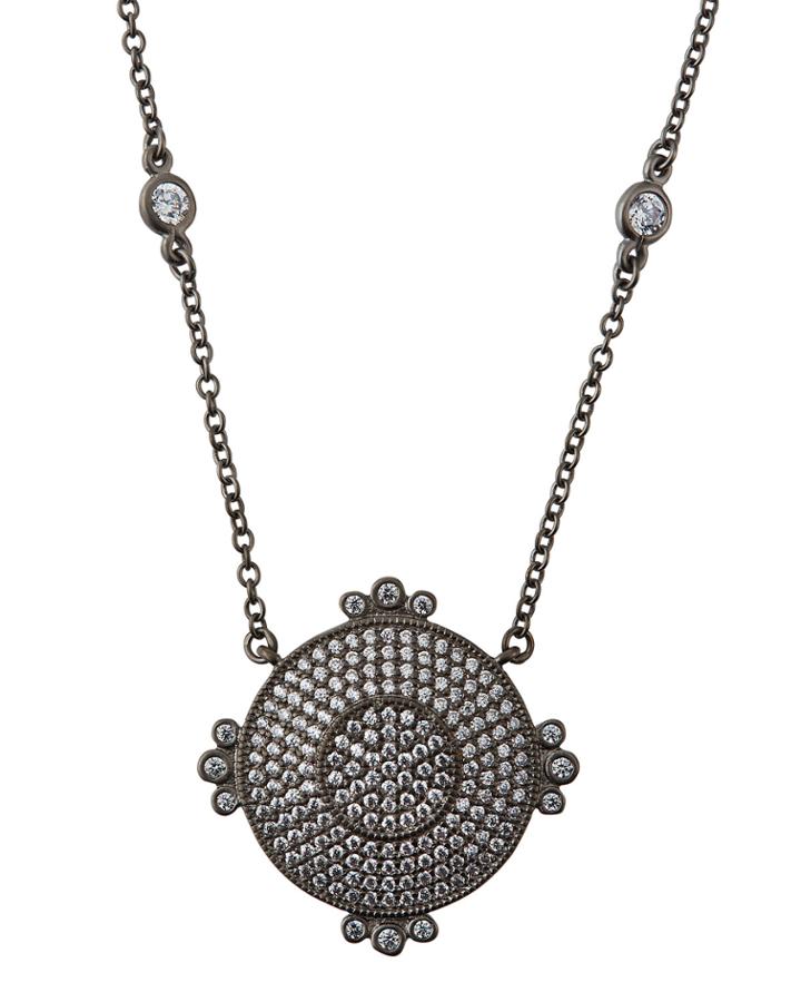 Amazonian Allure Pave Pendant Necklace, Black