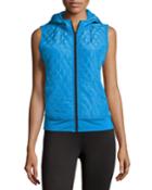 Neiman Marcus Active Quilted Hoodie Vest, Electric Blue, Women's, Size: Small, Elct Blu