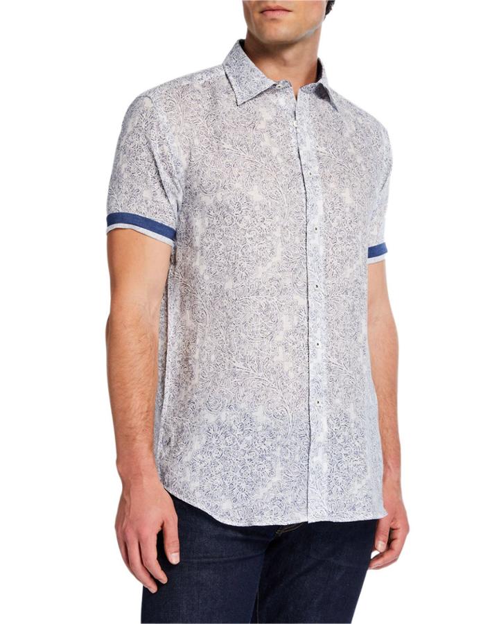 Men's Printed Short-sleeve Cotton