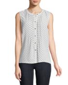 Sleeveless Stencil-foulard Blouse