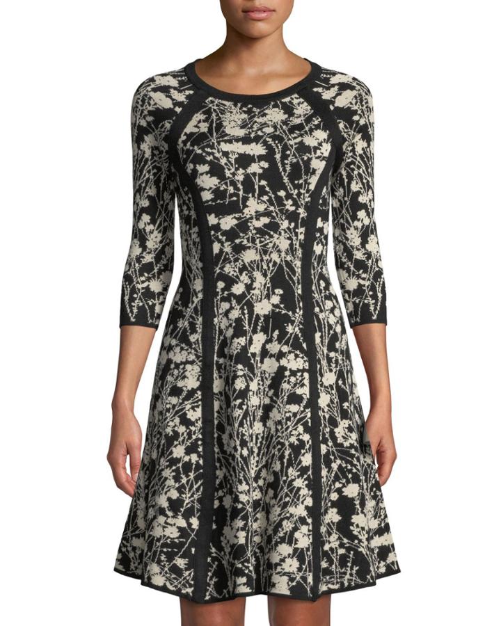 Floral-jacquard Fit & Flare
