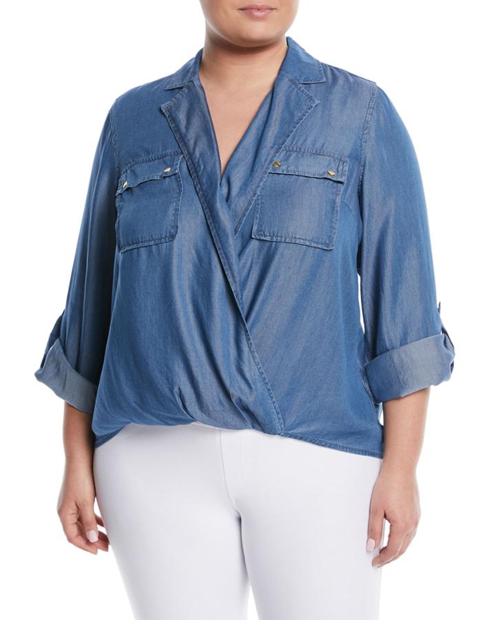 Safari Draped Chambray Blouse,