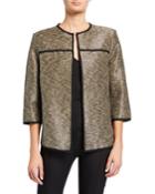 Metallic Trimmed 3/4-sleeve Jacket