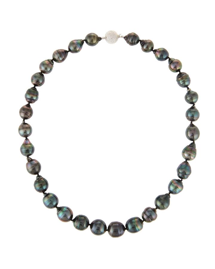 14k Round Brush Beaded Pearl Necklace,