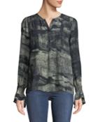 Go Ruffles Flare-sleeve Printed Blouse