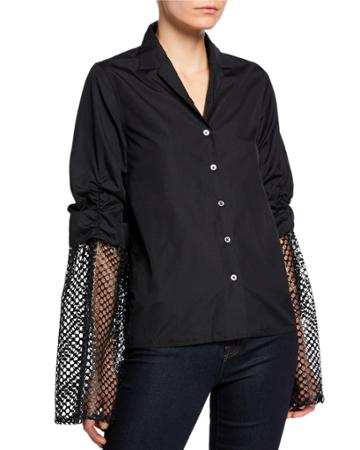 Poplin Button-up Blouse With