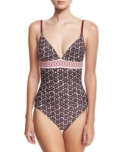 Floral-print Triangle One-piece