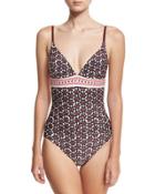 Floral-print Triangle One-piece