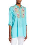 Festival Long-sleeve Embroidered Georgette Tunic