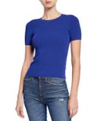 Swim Body-con Short-sleeve Crop Top W/ Cutout