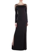 Tulle-shoulder Silk Crepe Gown