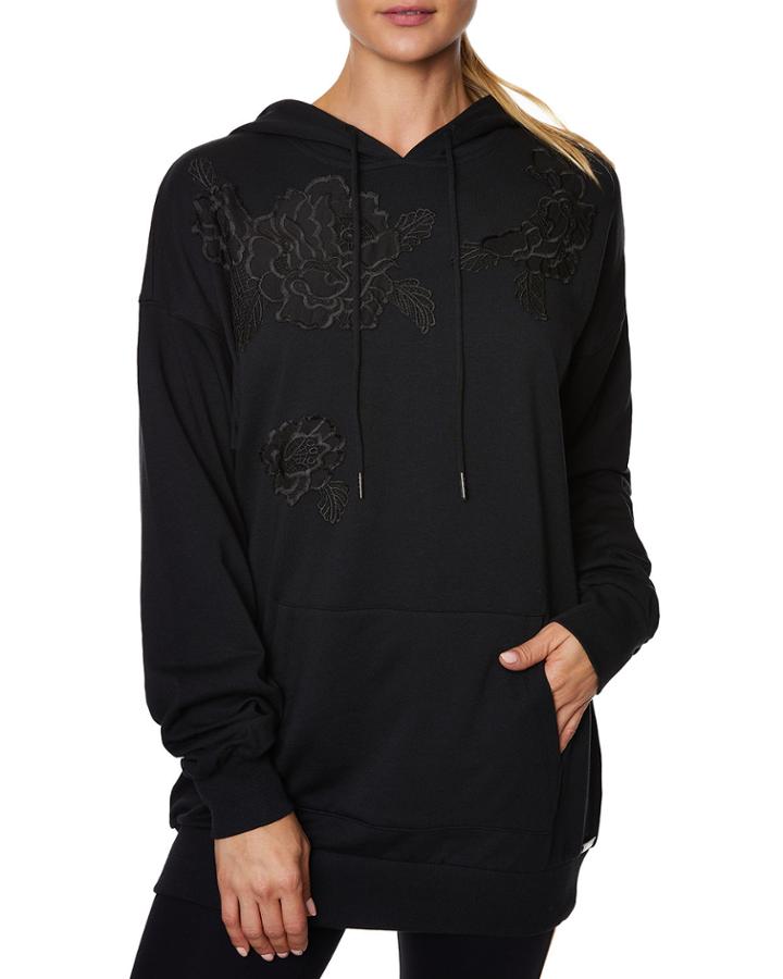 Lace Floral Applique Hoodie Dress