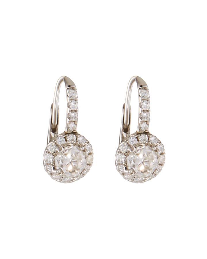 18k Round Diamond Drop Earrings