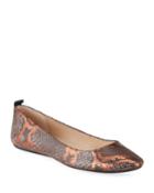 Vada Metallic Snake-print Ballerina Flats