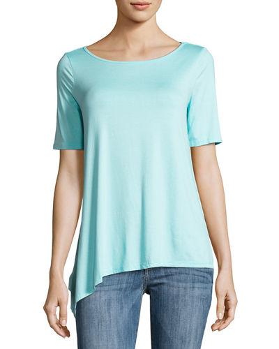 Asymmetric Boat-neck Jersey Top