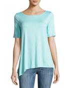 Asymmetric Boat-neck Jersey Top