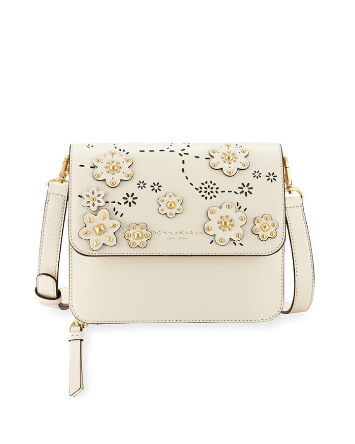 Rina Embellished Crosshatched Leather Crossbody Bag