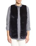 Kieran Zip-front Faux-fur Combo Vest, Galaxy Blue