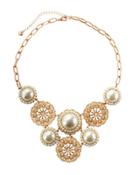 Golden Acrylic Pearl Bib Necklace