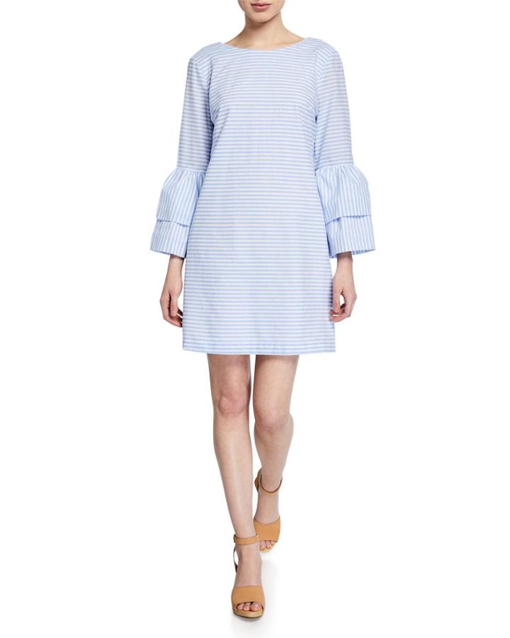 Stripe Sheath Dress W/ Bell