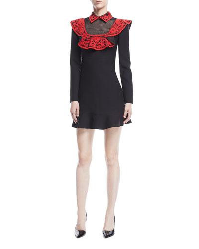 Embroidered A-line Collared